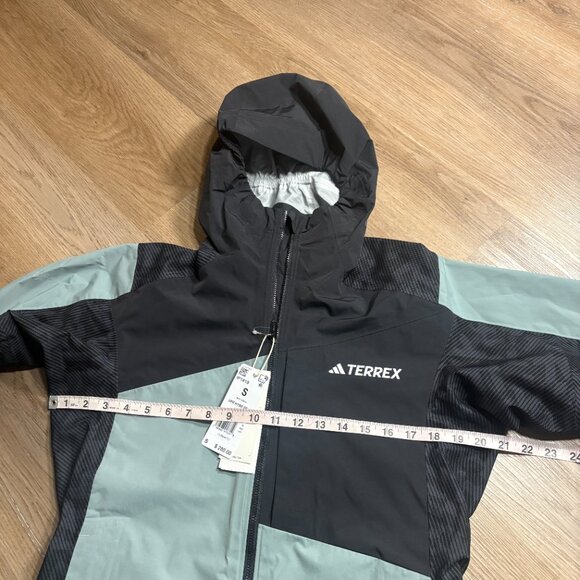 NWT Adidas TERREX Xperior Hybrid RAIN.RDY Rain Jacket S small silver green black - Picture 10 of 12